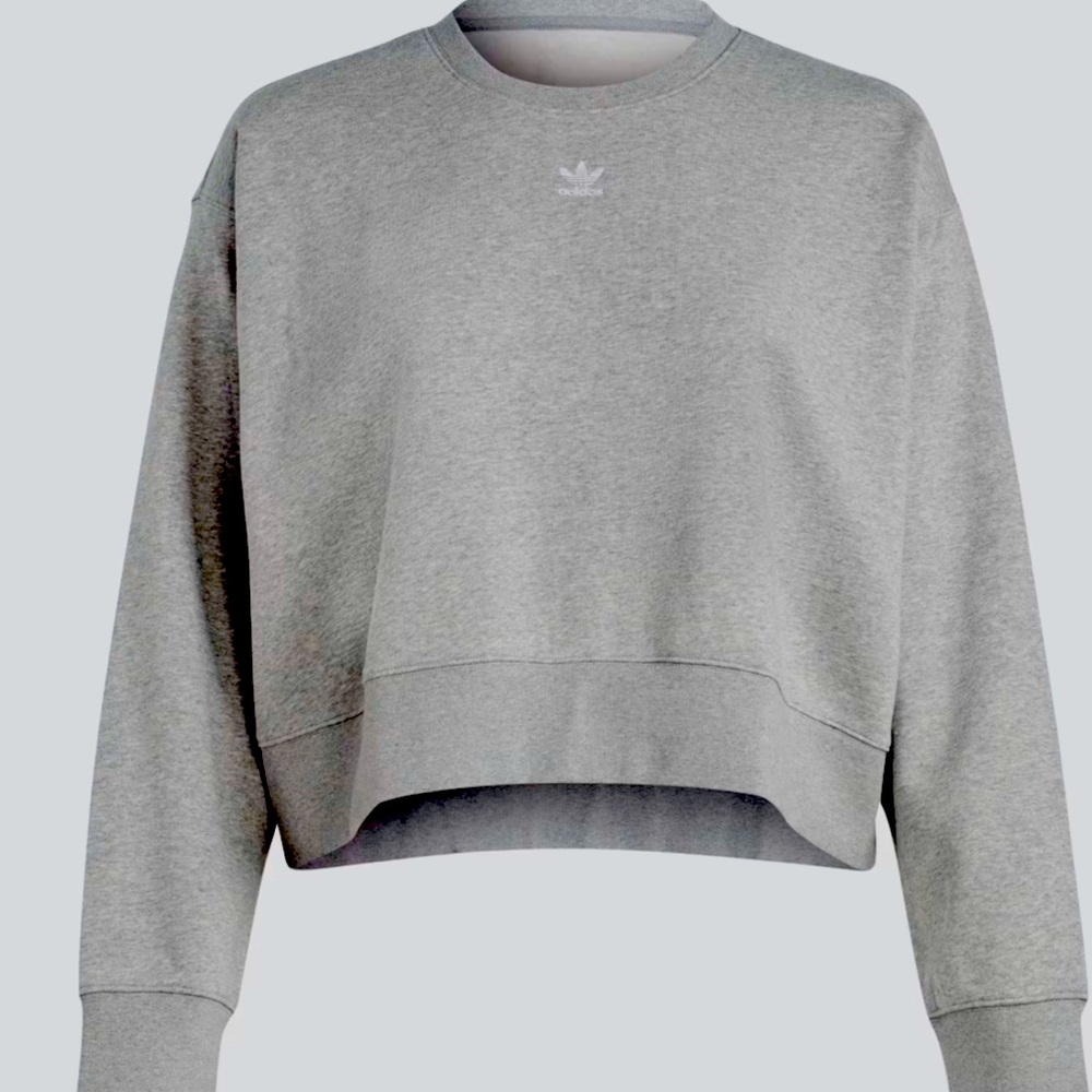 Adidas Light Gray Crew neck Cropped Relaxed Fit drop shoulder Sweatshirt Size S